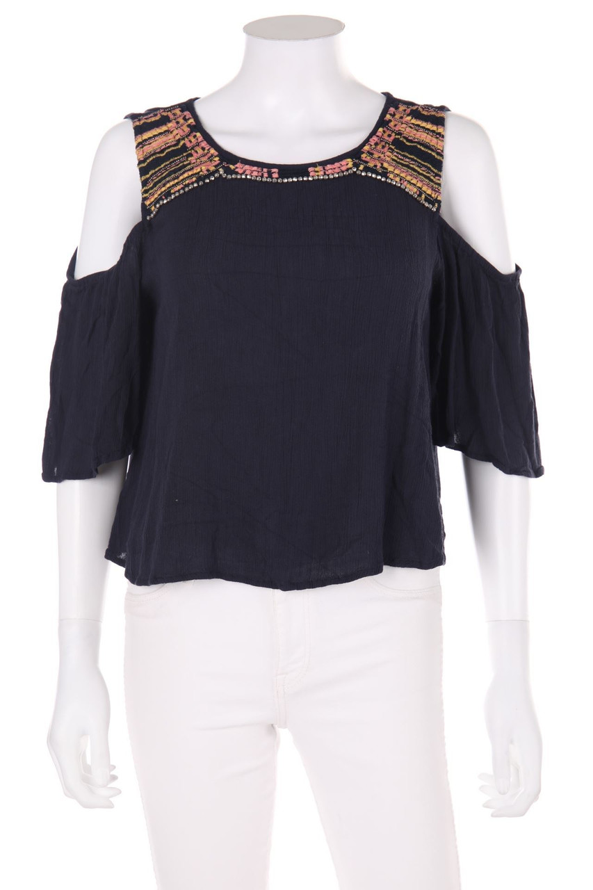 ONLY - Carmen-Bluse mit Applikationen - D 36