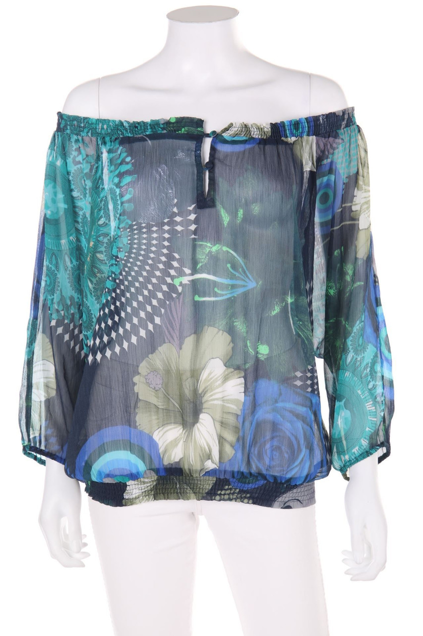 Ohne Label - Carmen-Bluse mit Print - L