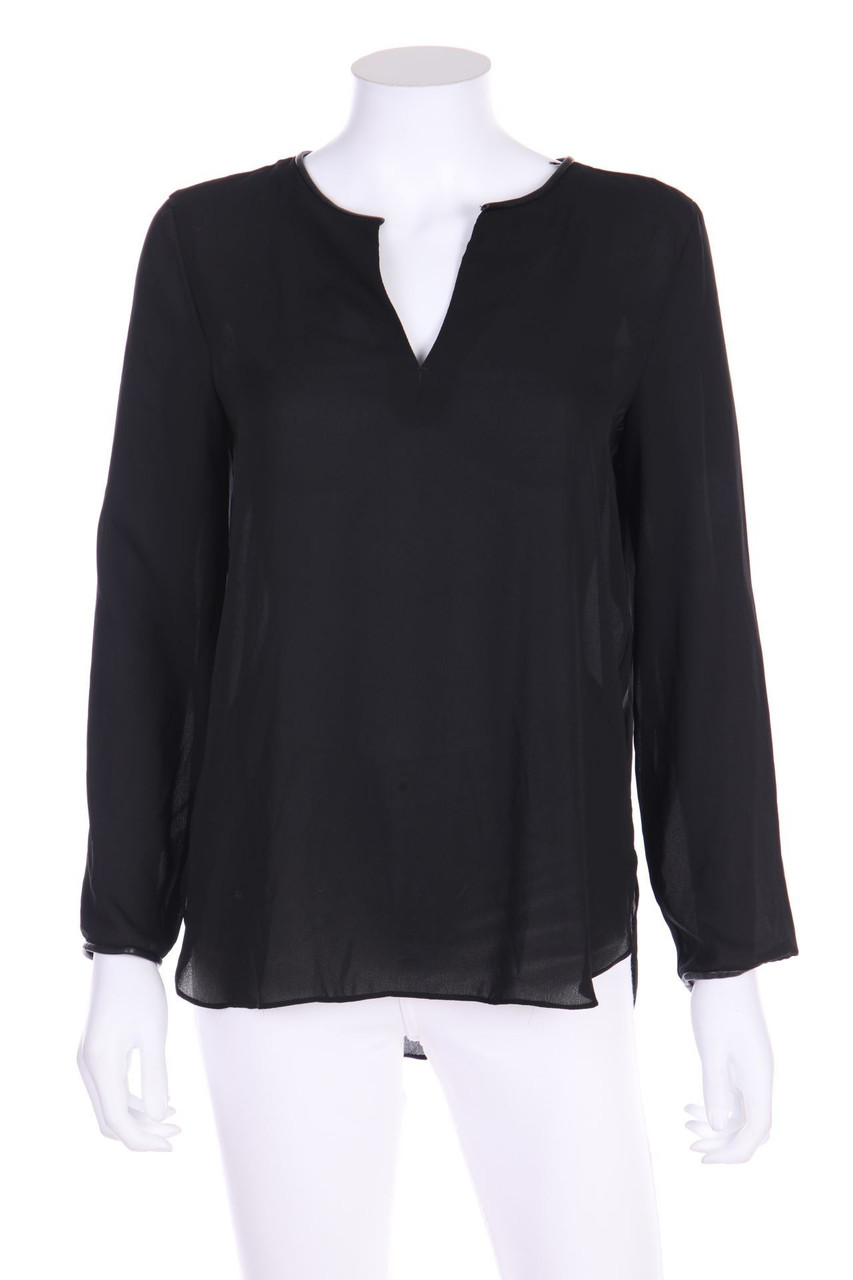 ZARA - Bluse mit Kunstleder-Details - M