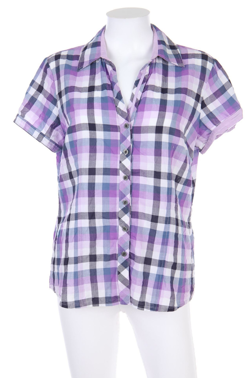 s.Oliver - Kurzarm-Bluse mit Karo-Muster - D 40