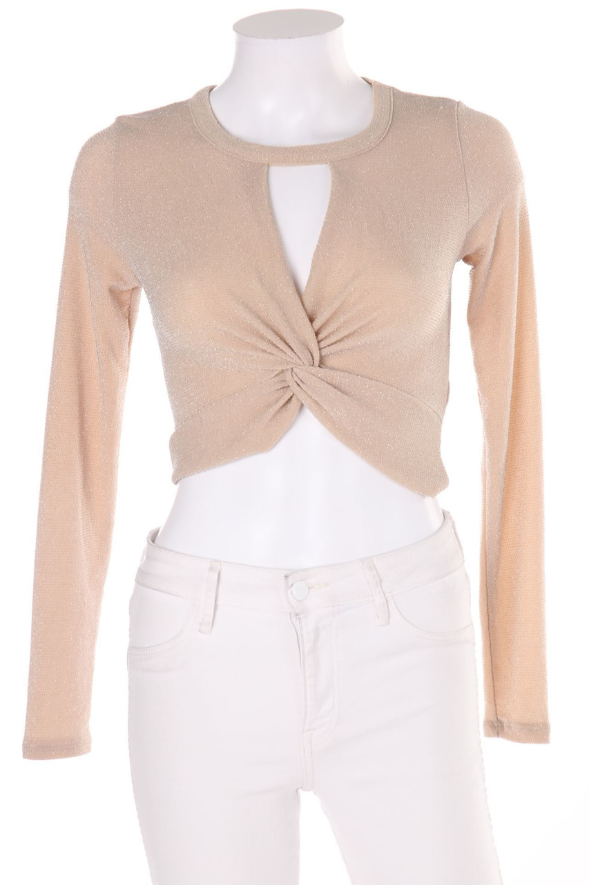 AMISU - Glitzer-Longsleeve-Shirt mit Cut-out - XS