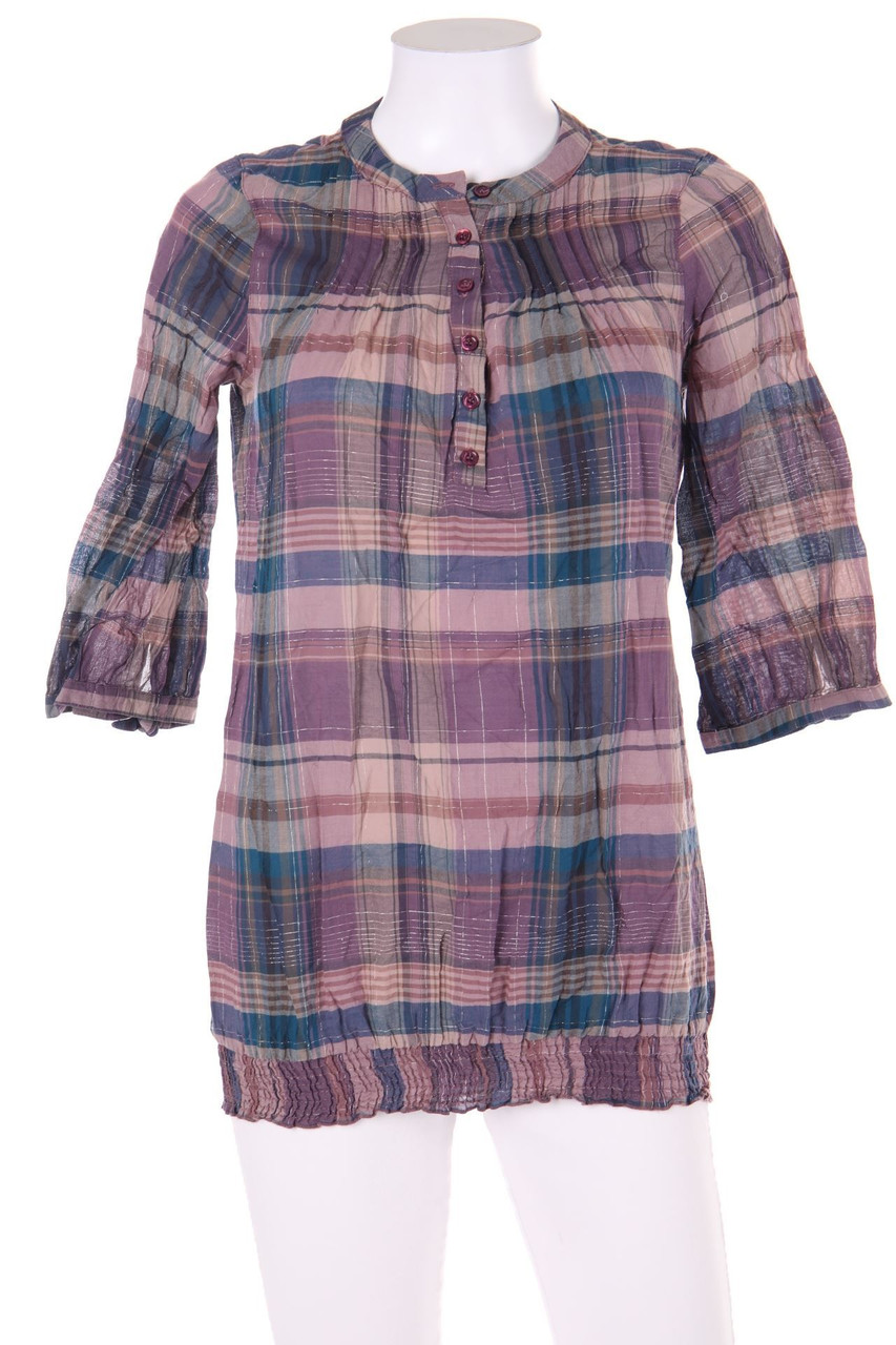 Pimkie - Karo-Tunika-Bluse mit Metallic-Effekt - S