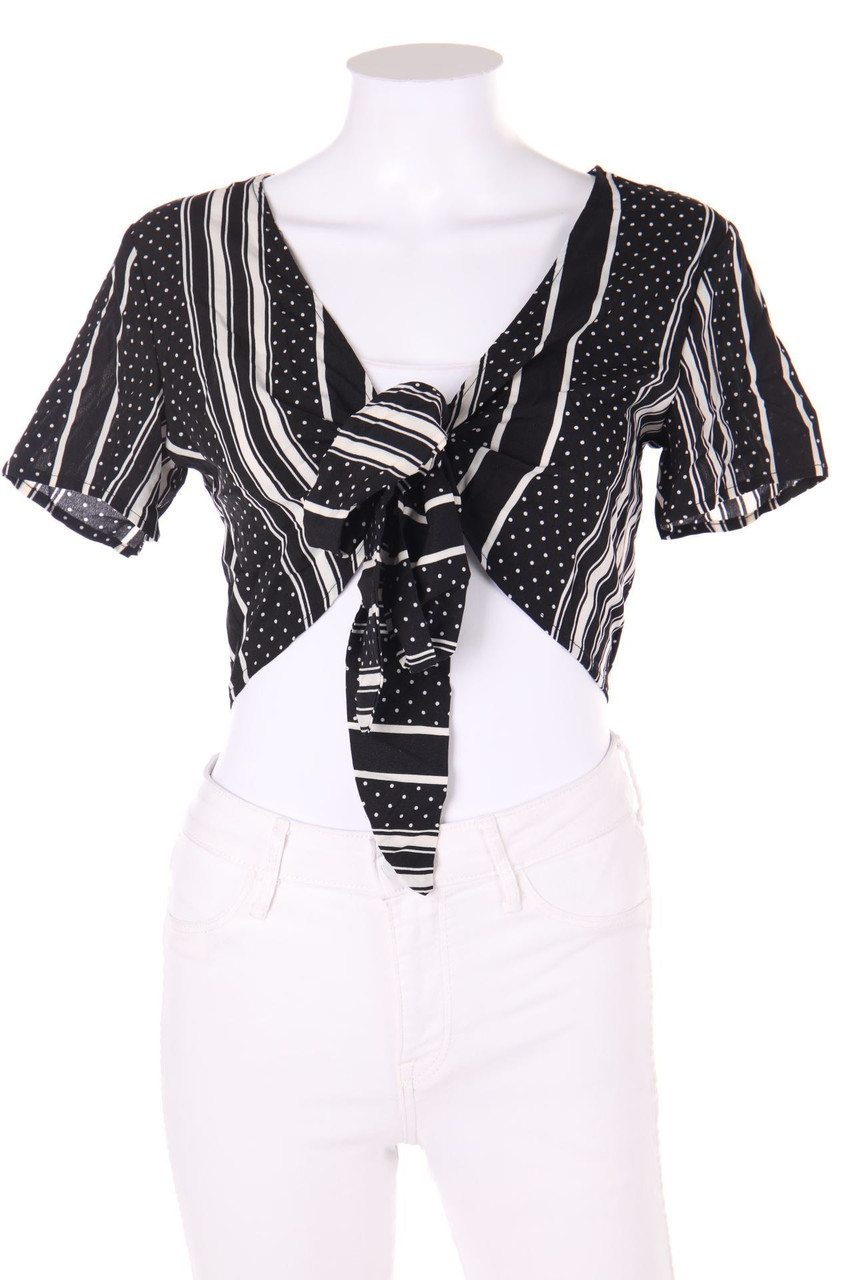 Ohne Label - Bluse mit Print zum Knoten - S