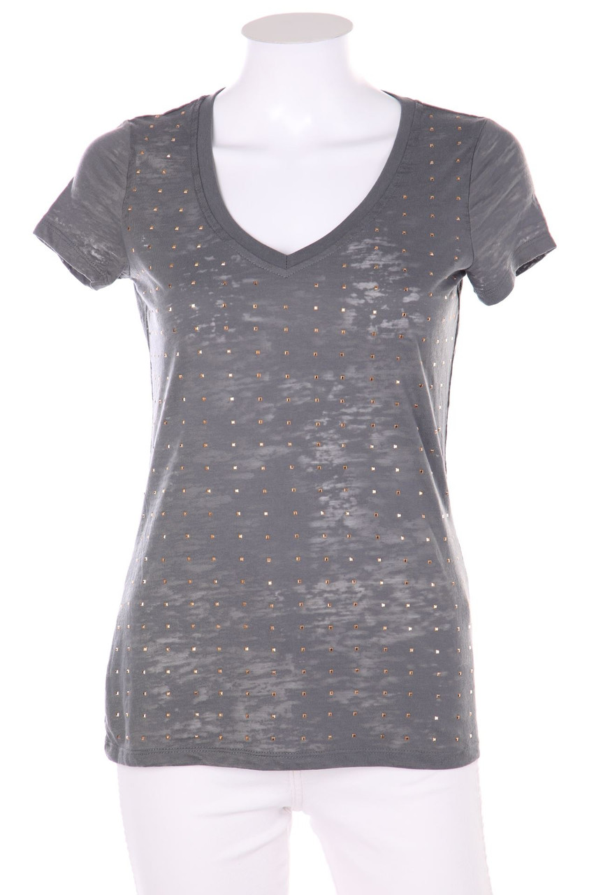 SECONDHAND - Shirt mit Schmuckstein-Applikation - S