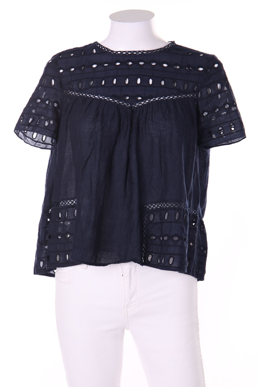 ZARA TRF - Kurzarm-Bluse aus Lochspitze - S