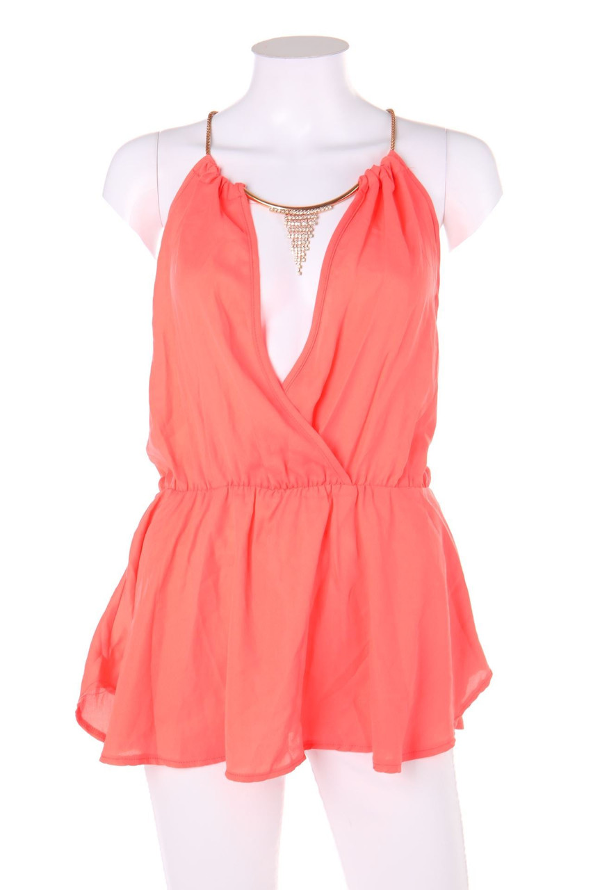 Miss charm Paris - Blusentop in Wickel-Optik mit Kette - S