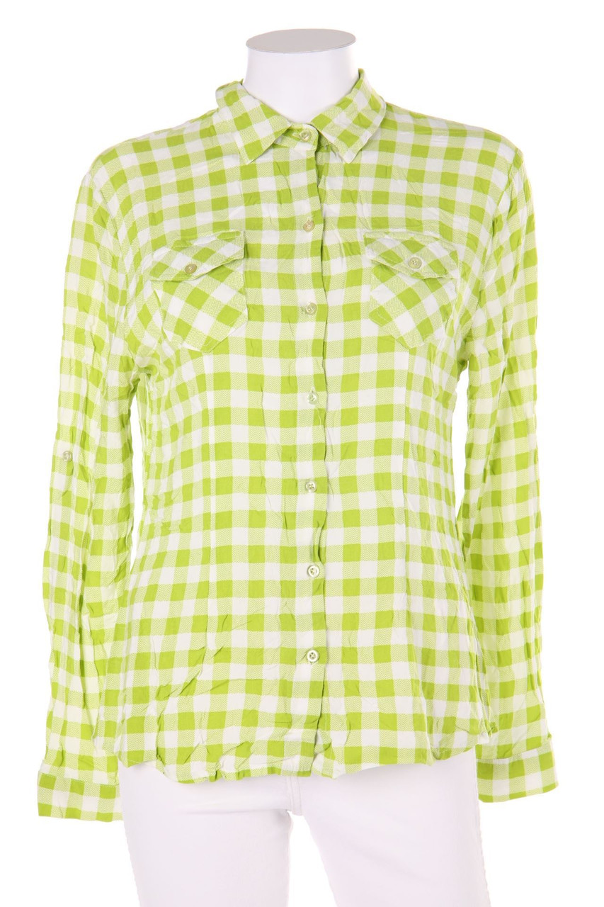 Ohne Label - Hemd-Bluse mit Kimono-Ärmeln mit Karo-Muster - D 42