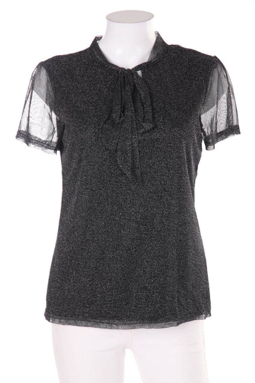 Chicorée - Kurzarm-Schluppen-Bluse mit Metallic-Effekt - XS