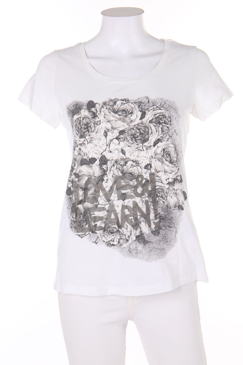 Street One - Kurzarm-Shirt mit Print mit Strass-Steinen - D 36