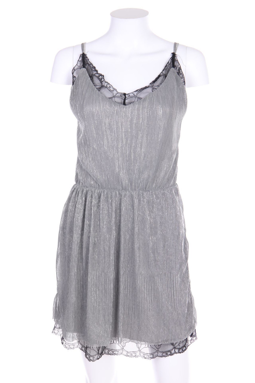 REVIEW - Metallic-Party-Kleid mit Spitzen-Einsatz - XS