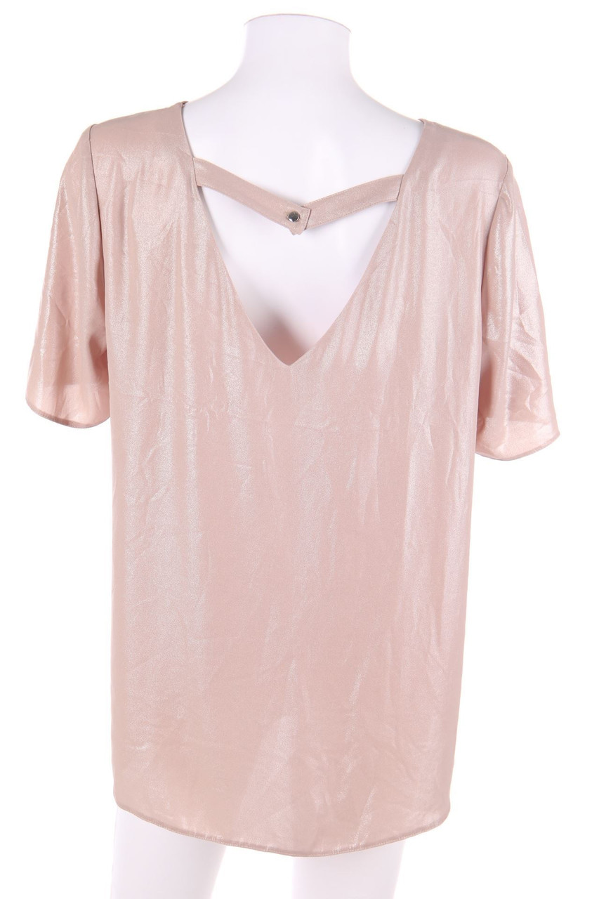 Ohne Label - Glitzer-Kurzarm-Bluse - D 42-44