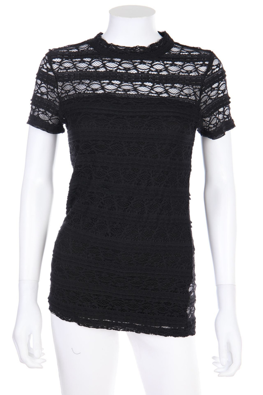 Laura Torelli COLLECTION - Spitzen-Kurzarm-Shirt - S