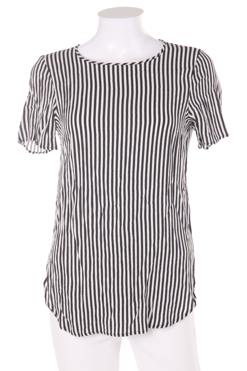 H&M - Kurzarm-Bluse aus Viskose mit Streifen - D 34