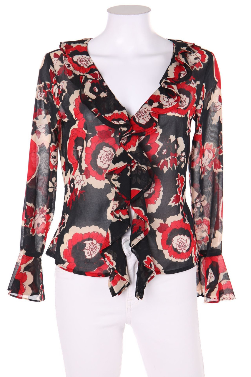 QS by s.Oliver - Volant-Bluse mit floralem Muster - D 36