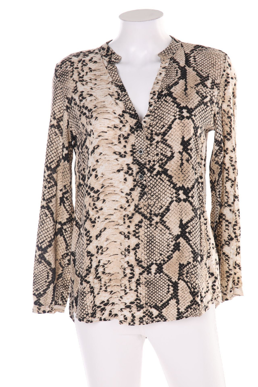 zebra - Print-Tunika-Bluse mit Roll-up-Manschette - S