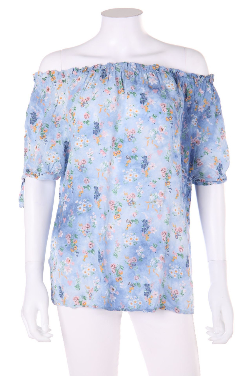 Ohne Label - Carmen-Bluse mit floralem Muster - L