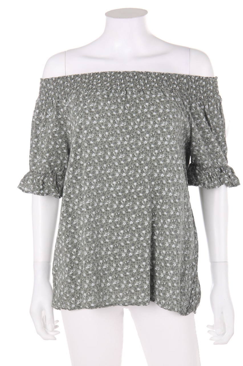 Ohne Label - Carmen-Bluse mit floralem Muster - L