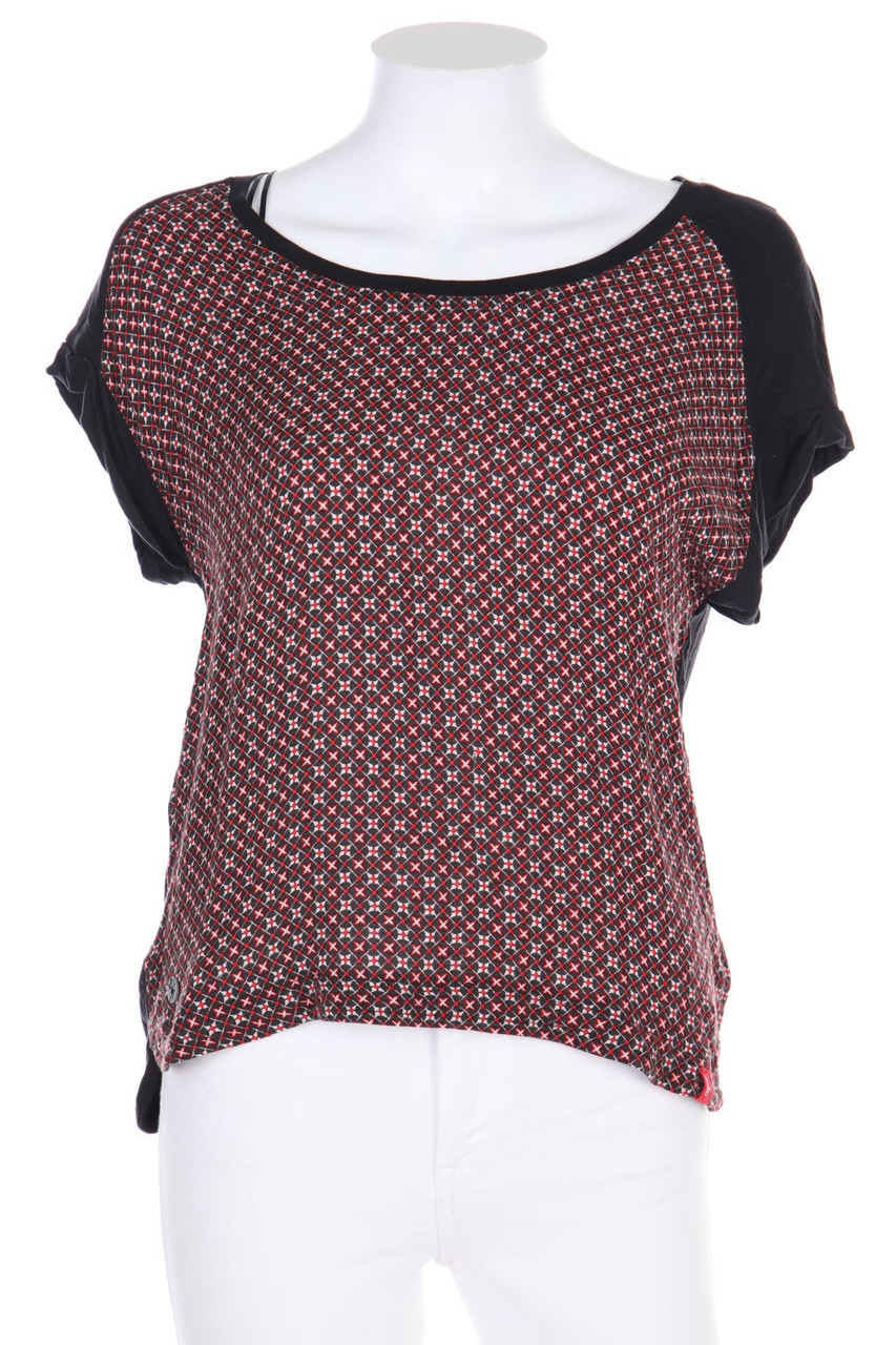 ESPRIT de corp - Kurzarm-Bluse mit Muster mit Batwing-Ärmeln - XS