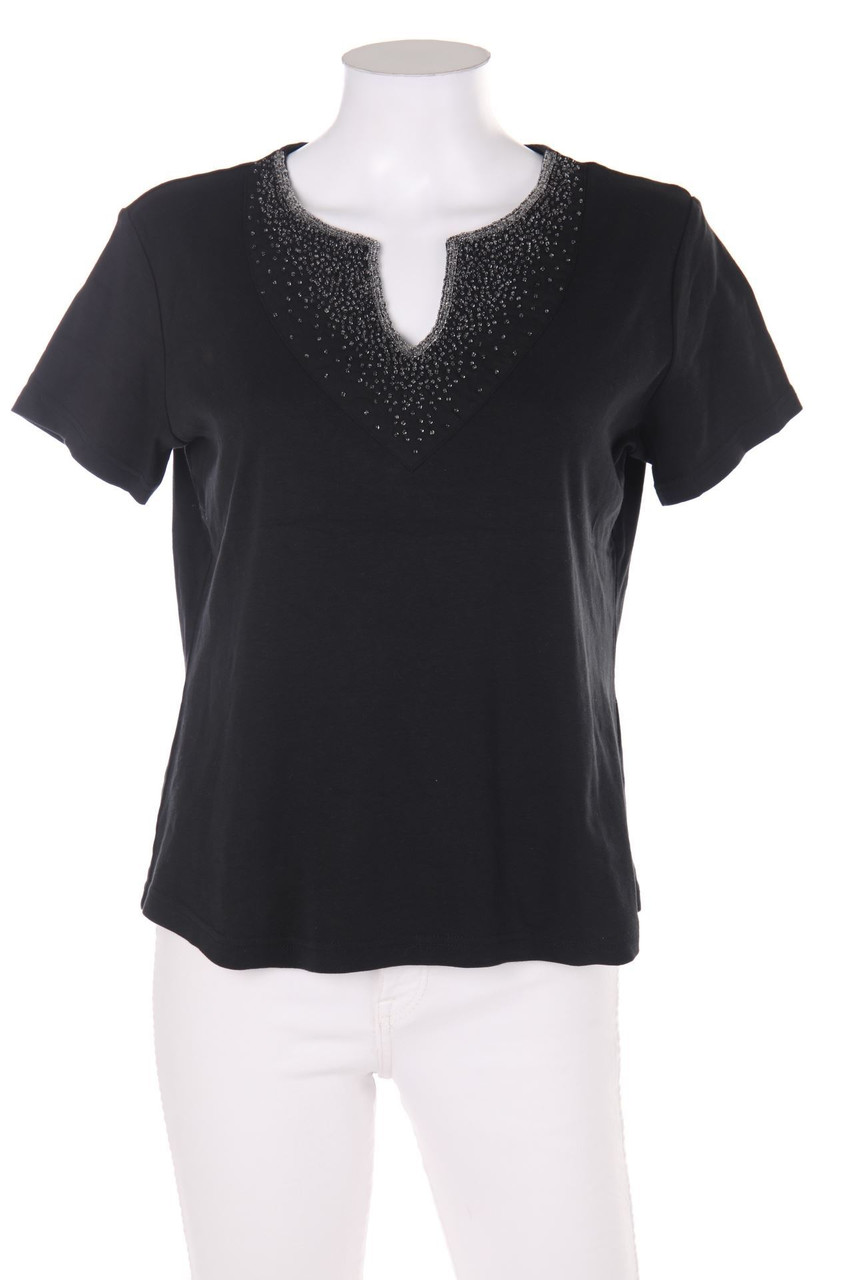 Street One - Kurzarm-Shirt mit Schmuckstein-Applikation - D 44