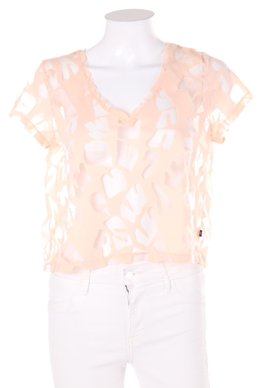 s.Oliver - Kurzarm-Cropped-Shirt mit Mesh-Einsatz - S