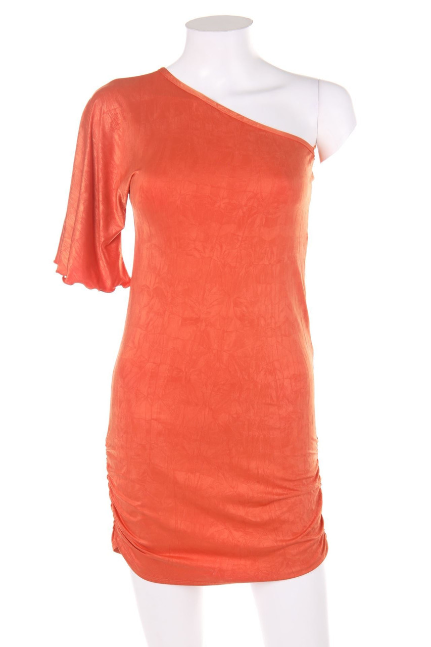 Ohne Label - One-Shoulder Kleid mit Trompetenärmeln - S