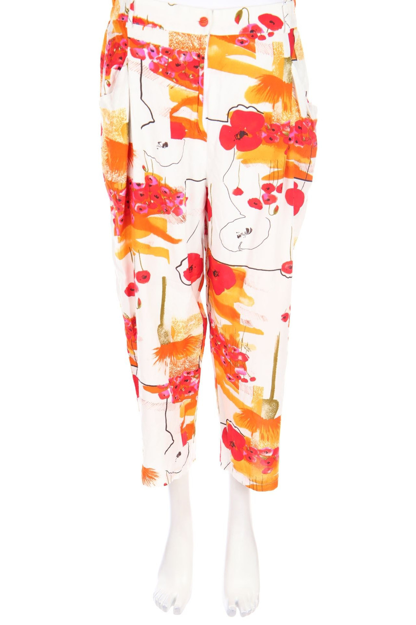 VINTAGE - Cropped-Hose mit floralem Muster - D 44