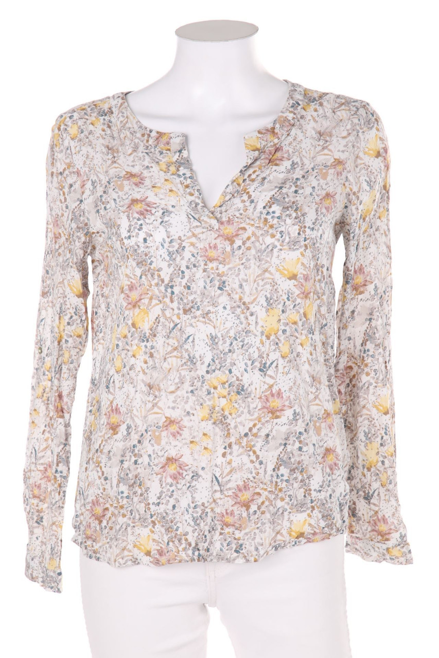 TOM TAILOR - Print-Tunika-Bluse mit Roll-up-Manschette - D 36