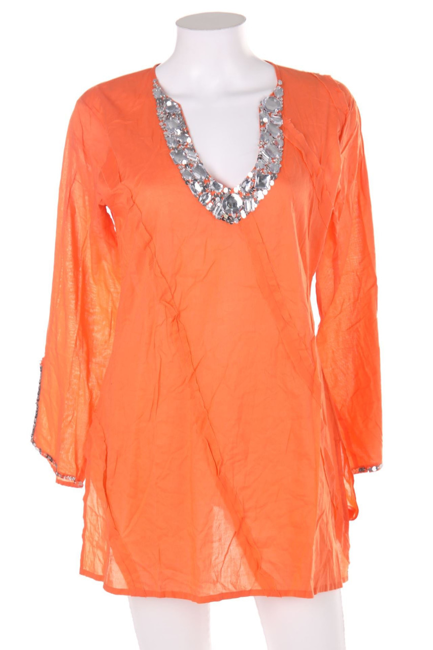 OCEAN BLUE - Bluse mit Pailletten mit Schmuckstein-Applikation - M
