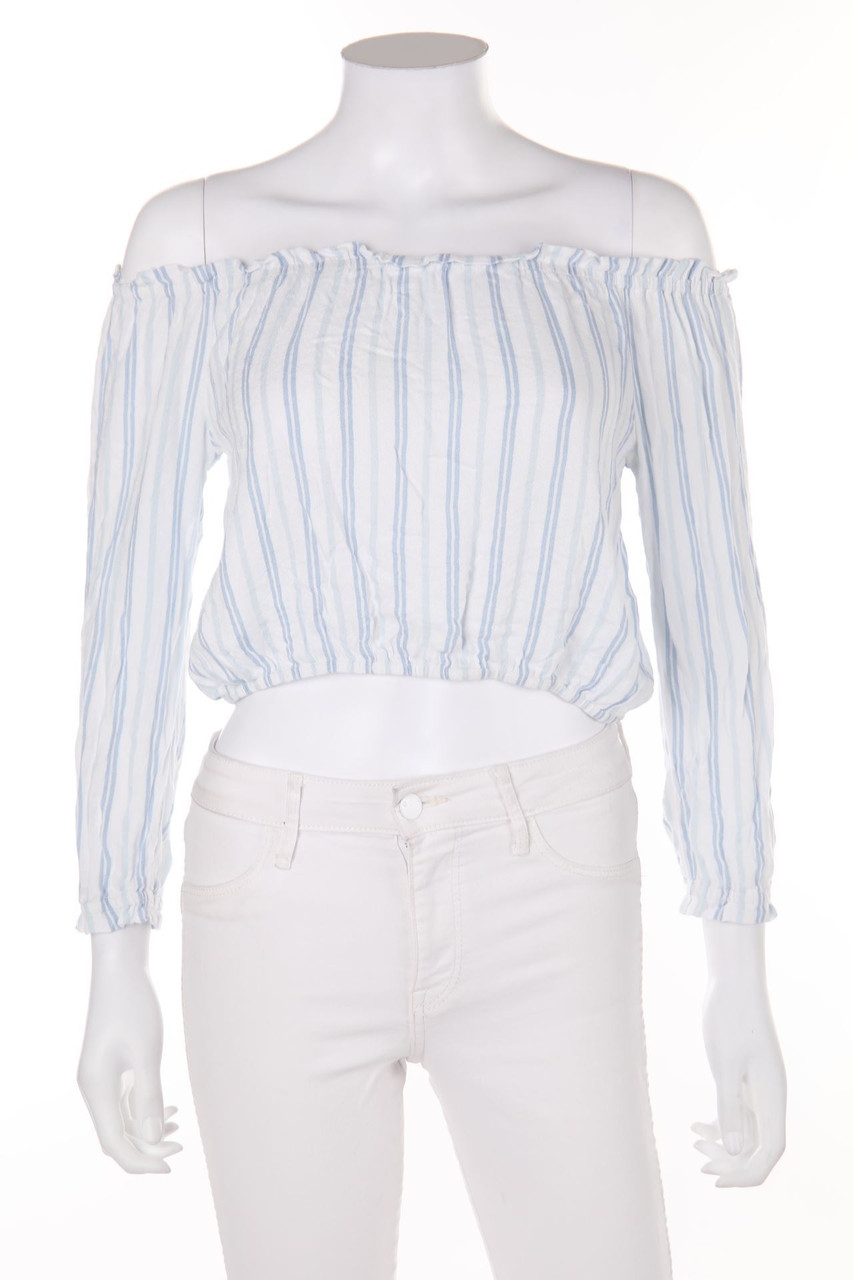 H&M DIVIDED - Cropped-Carmen-Bluse mit Streifen - D 38