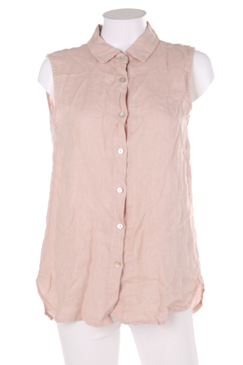 zebra - Basic-Leinen-ärmellose Hemd-Bluse - S