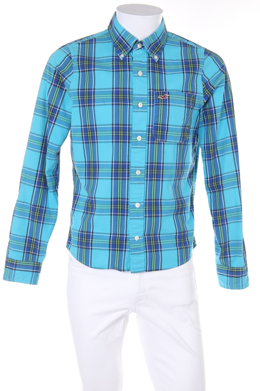 HOLLISTER - kariertes Button-down-Hemd mit Logo-Stickerei - S