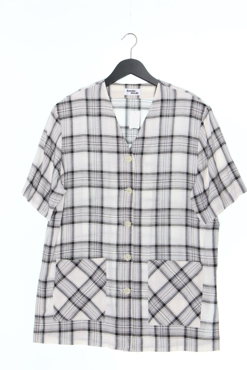 bernhi-mode - Kurzarm-Bluse mit Karo-Muster mit Leinen - D 42