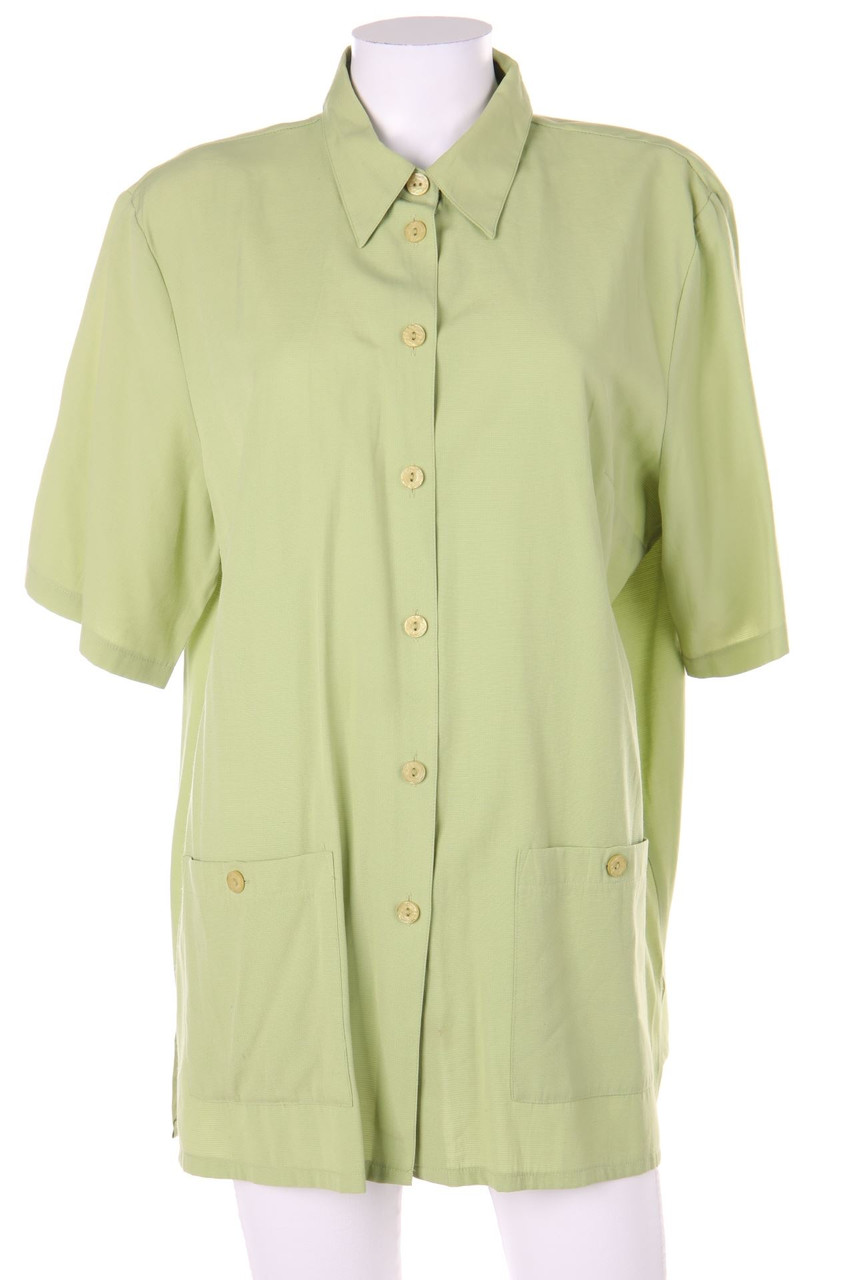 LINEA V - Hemd-Bluse mit kurzem Ärmel mit aufgesetzten Taschen - D 46