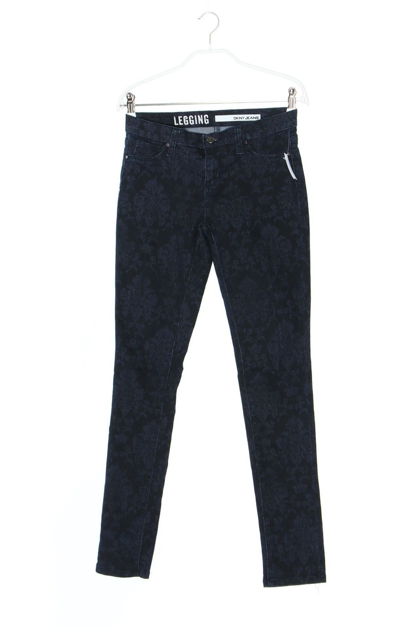 DKNY JEANS - Dark Denim Jeggings aus Baumwoll-Mix mit floralem Muster - D 30