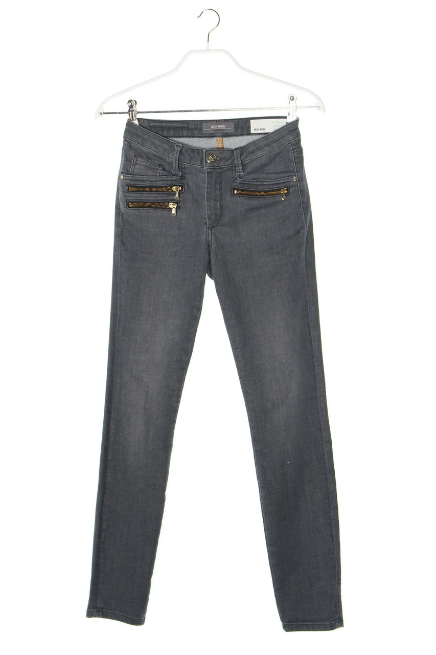 MOS MOSH - Used Look Skinny-Jeans mit Stretch mit Logo-Patch - W25