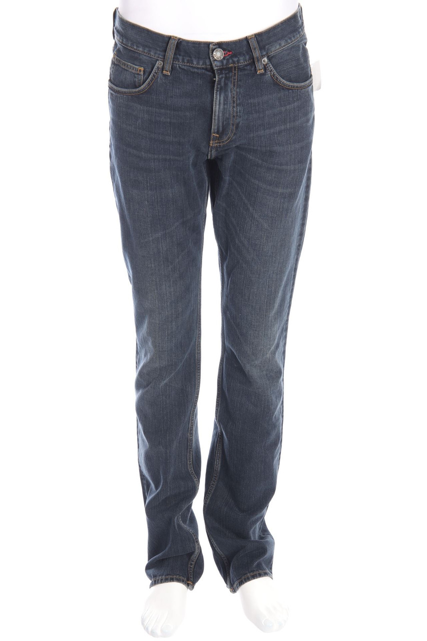 TOMMY HILFIGER - Used Look Straight Cut Jeans mit Logo-Patch - W33