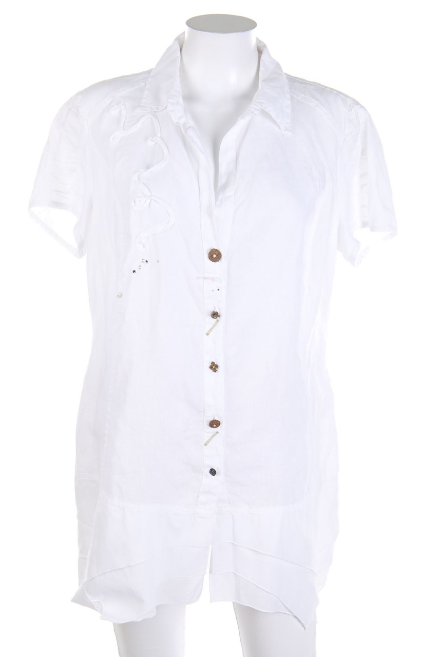 ELISA CAVALETTI - Kurzarm-Bluse mit Schmuck-Knöpfen - M