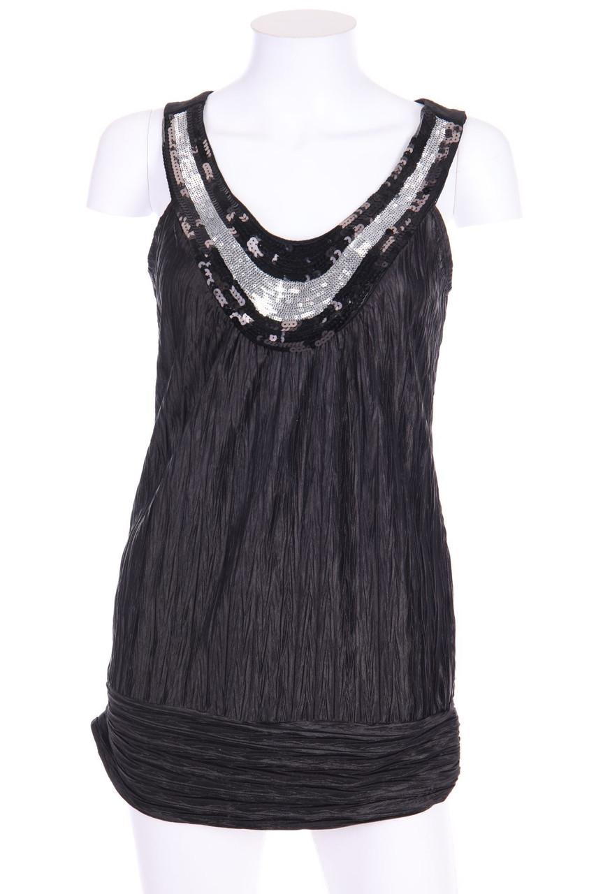 SECONDHAND - Plissee-Blusentop mit Pailletten - D 38