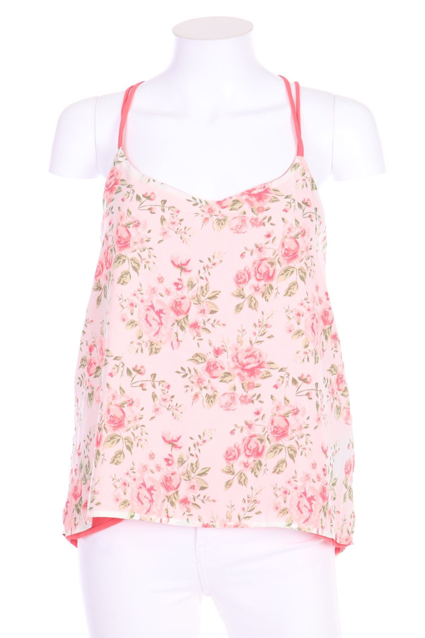 AMISU - Vokuhila-Top im Layer Look mit Blumen-Print - XS