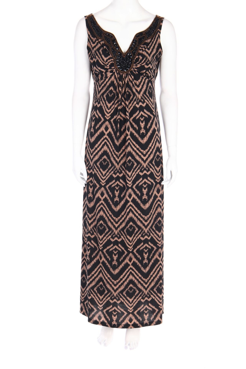 RONNI NICOLE - Maxi-Kleid mit Ethno-Print mit Schmuckstein-Applikation - D 40