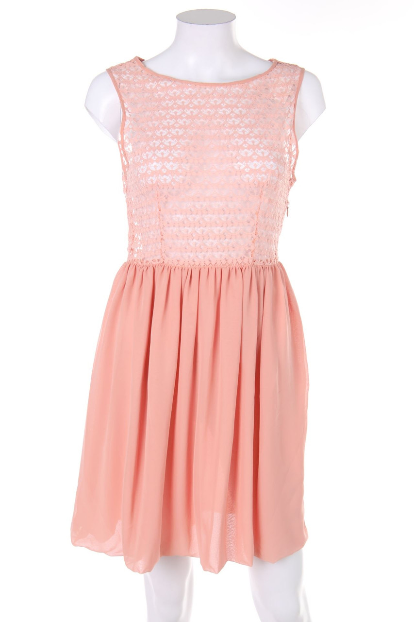 Ohne Label - Kleid aus Spitze aus Spitze mit Raffungen - M