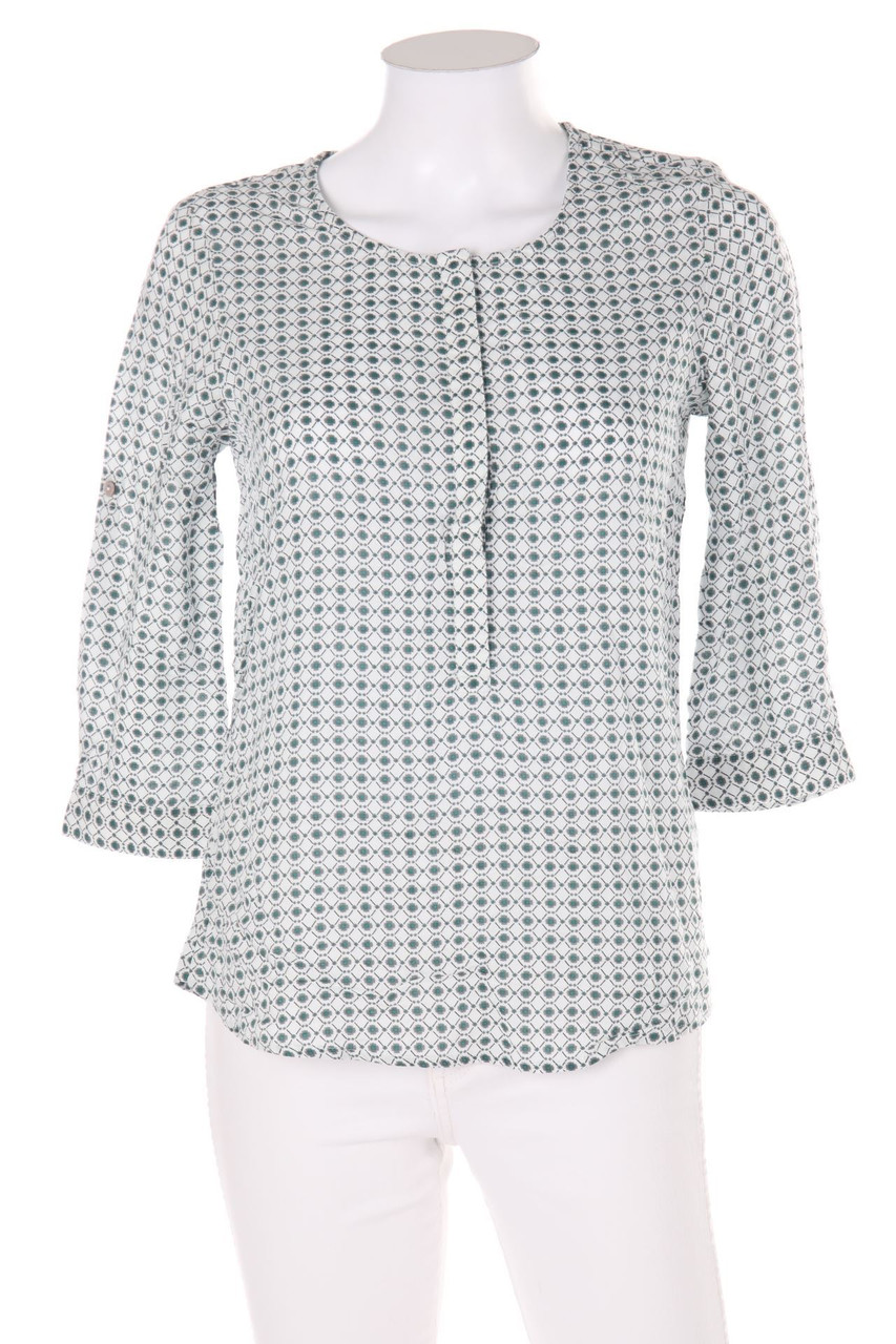 Street One - Bluse mit 3/4-Ärmel mit Krempel-Ärmeln mit geometrischem Muster - D 34
