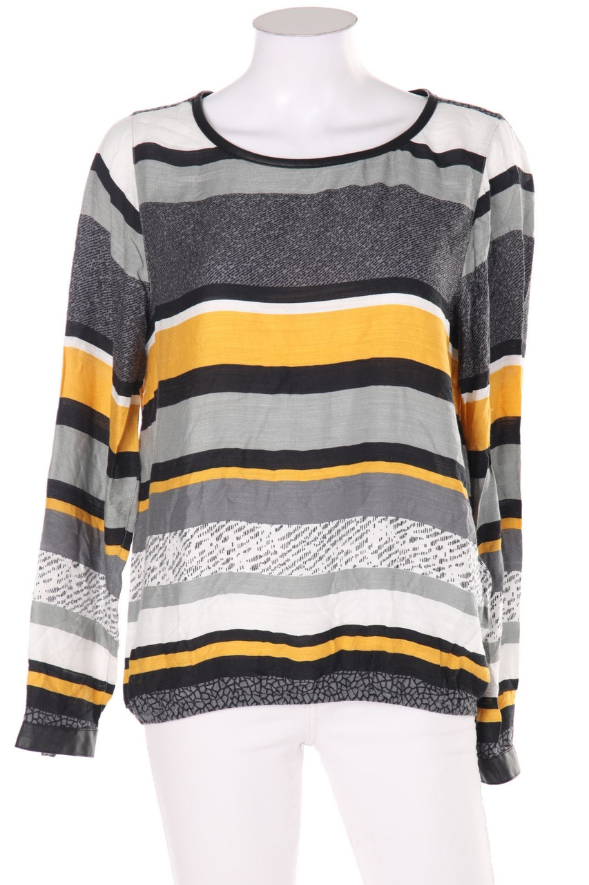 KENNY S. - Print-Bluse mit Kunstleder-Details - D 36