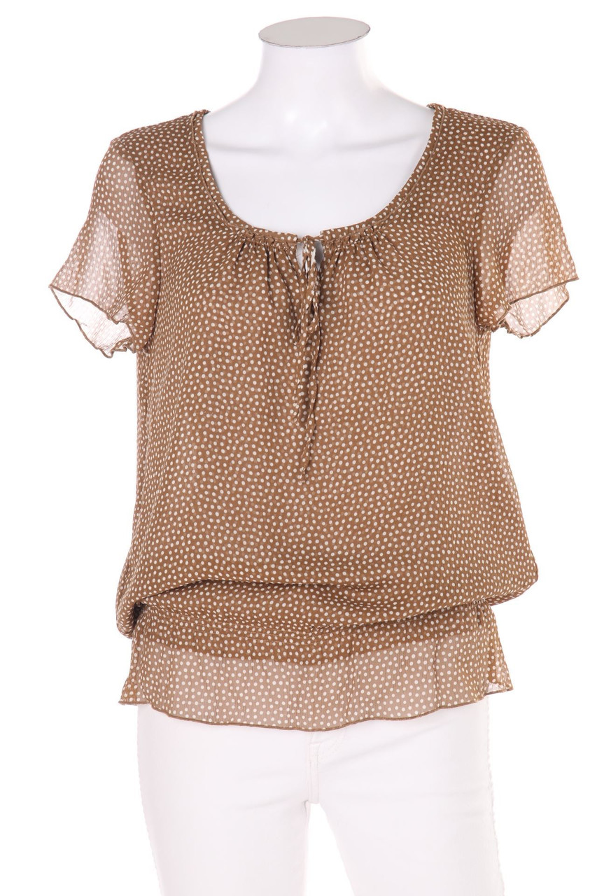 MORE & MORE - Kurzarm-Bluse in Wickel-Optik mit Punkten - D 36