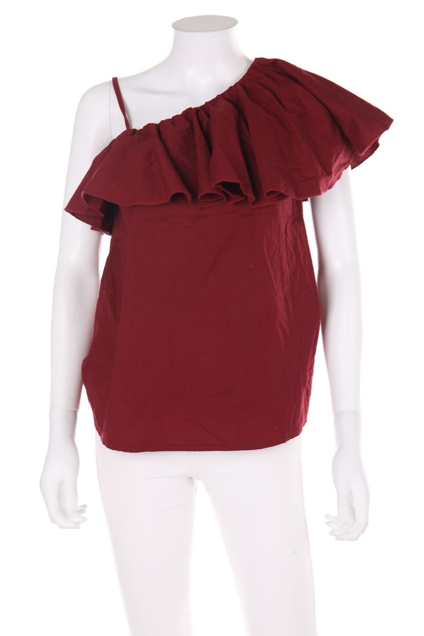 NEW COLLECTION - One Shoulder-Volant-Bluse aus Baumwoll-Mix - M