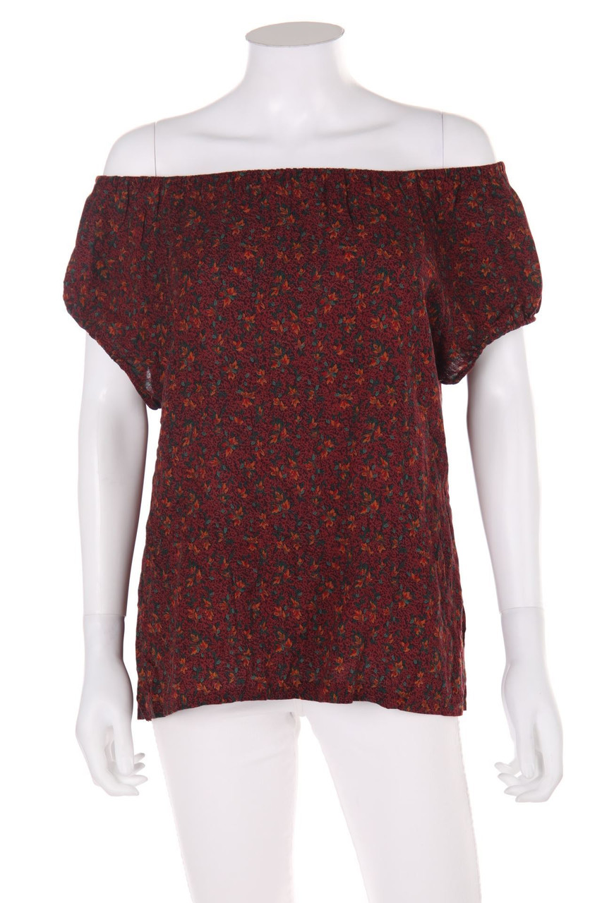 Ohne Label - Carmen-Bluse mit floralem Muster - L