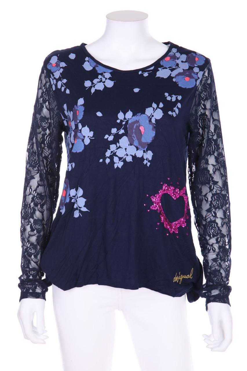 Desigual - Bluse mit Spitze mit floralem Muster - L