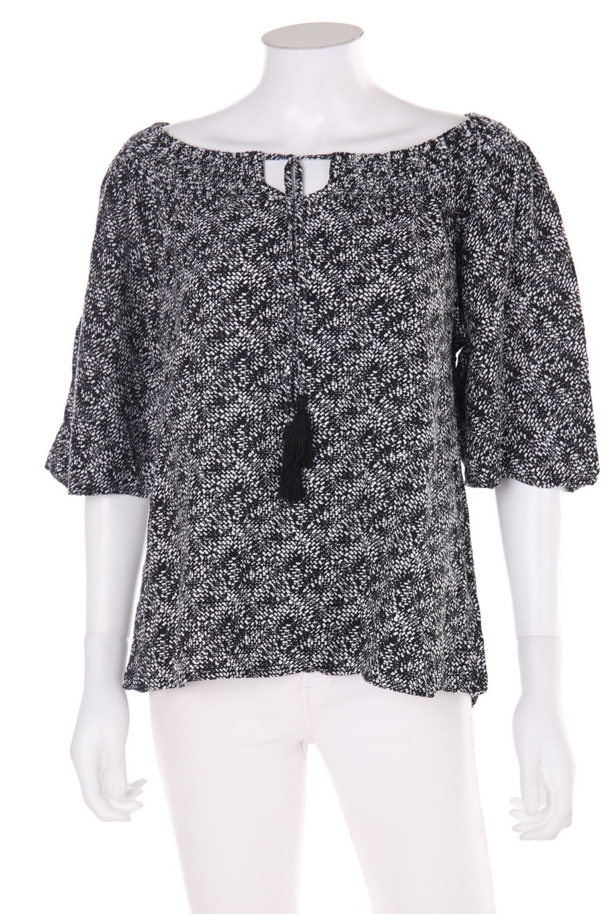 Ohne Label - Carmen-Bluse mit Print - S