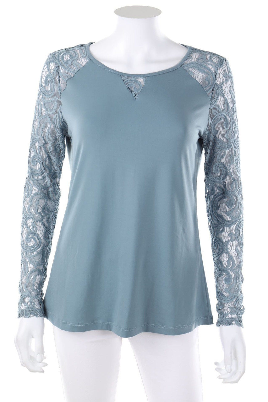 CARMEN MARC VALVO - Longsleeve-Shirt mit Häkelspitze - M