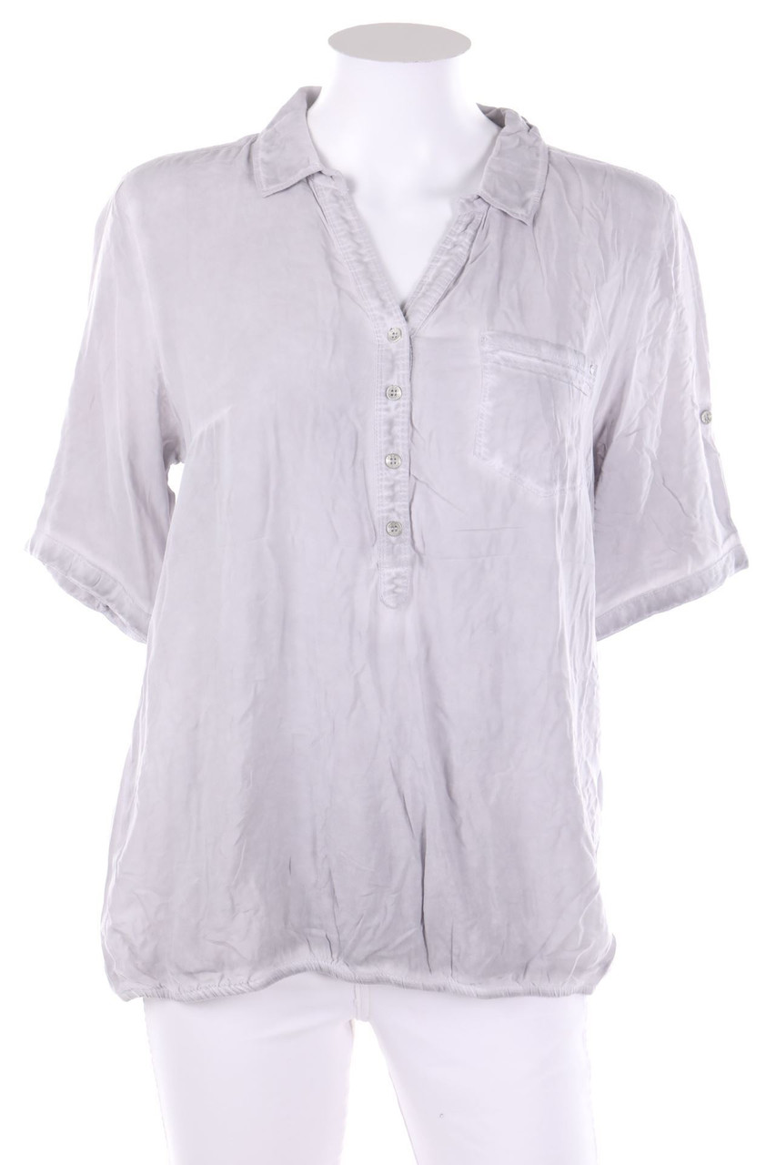 CECIL - Garment Dyed-Hemd-Bluse mit kurzem Ärmel mit Krempel-Ärmeln - S